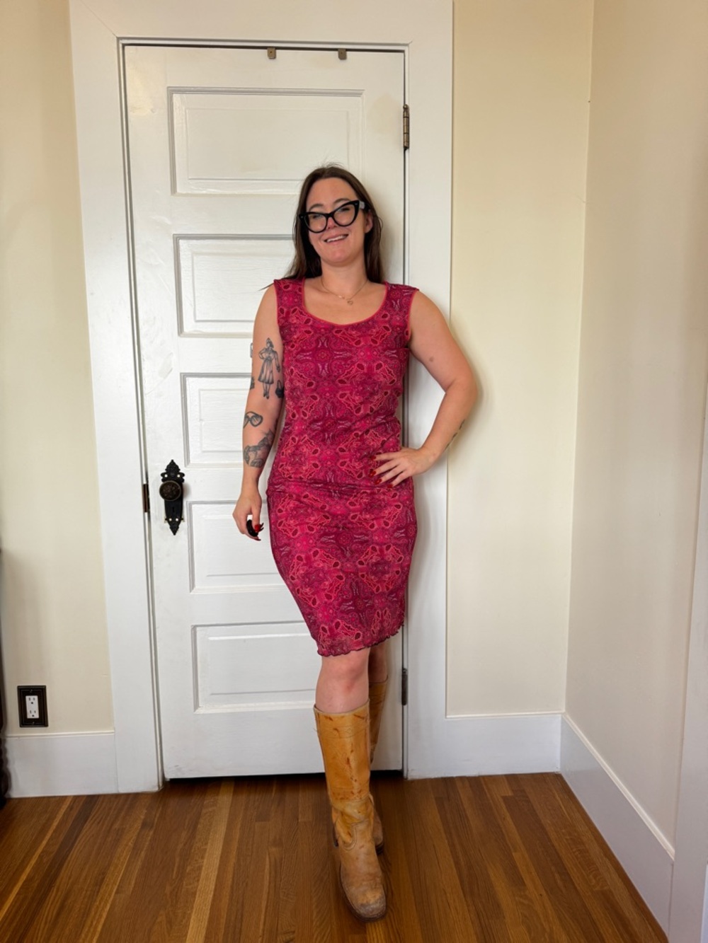 Y2K Vintage Le Chateau Pink Mesh Dress Sz M-L